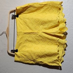CROWN & IVY Yellow Cut Out Chino Shorts With Pockets 14